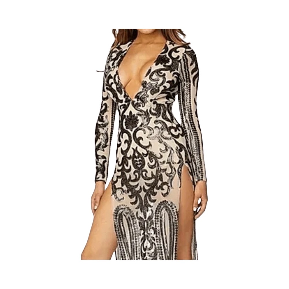 NWT Boutique Sexy Sparkle High Slit Gown